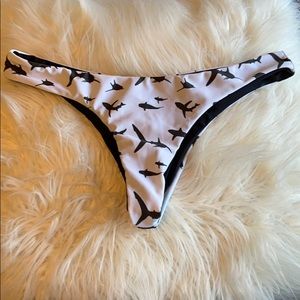 Shark print thong swim suit bottoms